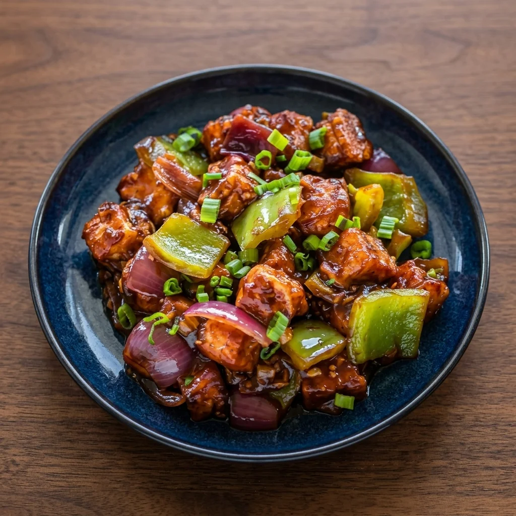 Chilli Paneer at Cafe Junoon, a pure vegetarian Indian cafe in Cornerstone, NE Calgary
