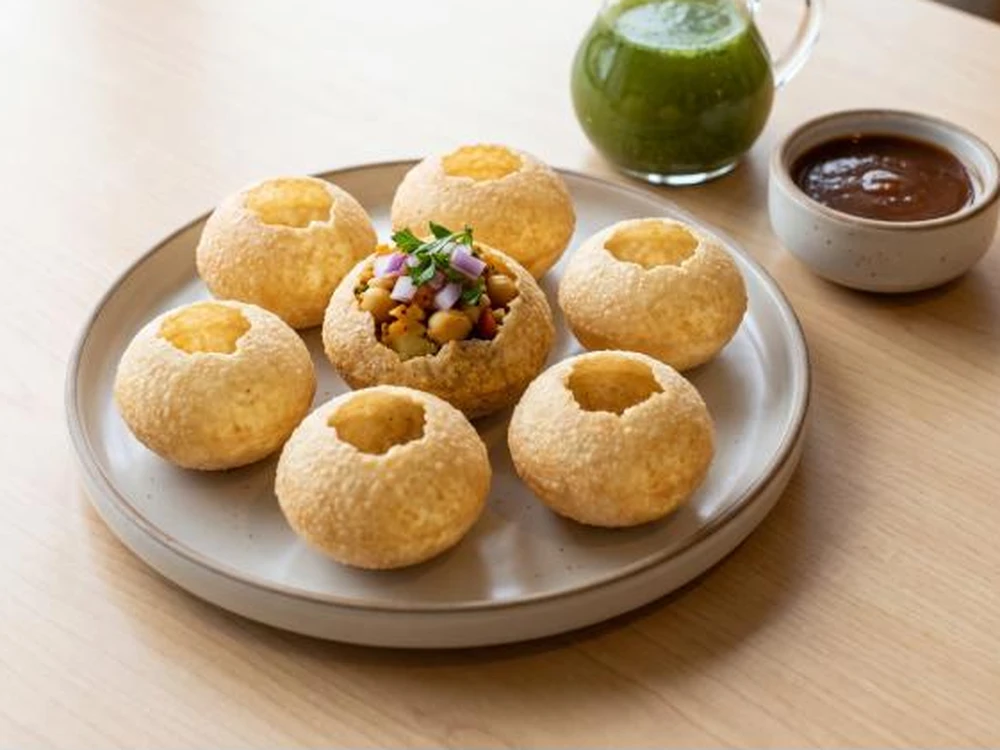 Pani Puri at Cafe Junoon, a pure vegetarian Indian cafe in Cornerstone, NE Calgary