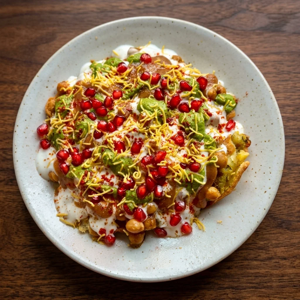 Samosa Chaat at Cafe Junoon, a pure vegetarian Indian cafe in Cornerstone, NE Calgary